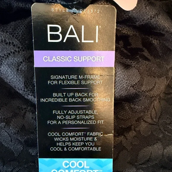 BALI Classic Support Cool Comfort Black Bra 44D NWT DF3372 - Picture 4 of 4
